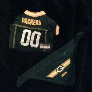 Small Packers Dog Jersey & marching bandanas